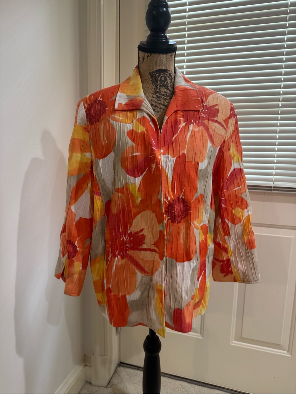 Alfred Dunner Yellow and Orange Floral Jacket